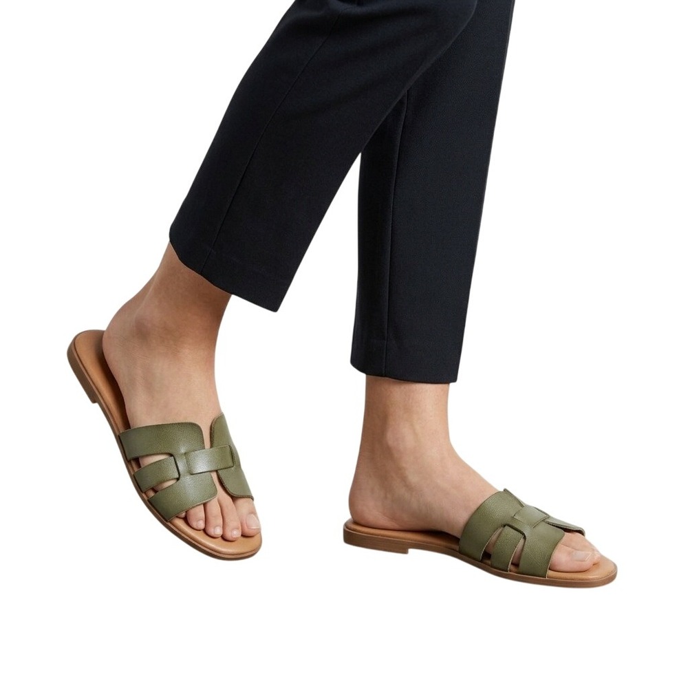 Sonoma Women's Size‎ 10 Olive Green H-Band Slip On Summer Casual Slide Sandals